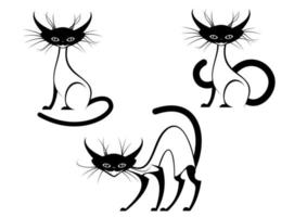 chats de dessin animé mignon noir vecteur