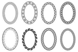 ensemble de cadres ovales clés grecques. bordures de cercle avec des ornements de méandres. conceptions anciennes d'ellipse. vecteur