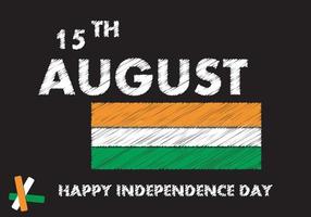 15 août écriture de texte avec drapeau indien sur tableau noir. célébrer le jour de l'indépendance vecteur