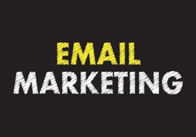 e-mail marketing écrivant du texte sur un tableau noir. concept de marketing par courrier électronique. vecteur