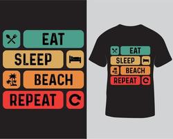 mangez la conception de t-shirt de typographie de répétition de plage de sommeil. conception de t-shirt de typographie vecteur