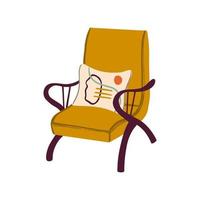 fauteuil confortable avec oreiller décoratif. mobilier confortable. intérieur moderne de style scandinave. illustration vectorielle isolée sur blanc. vecteur