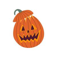 symbole d'Halloween. illustration vectorielle du personnage mignon de jack o lantern. visage de citrouille souriant dans un style de dessin animé simple. idéal pour les cartes, invitations, fête, école maternelle, crèche. vecteur