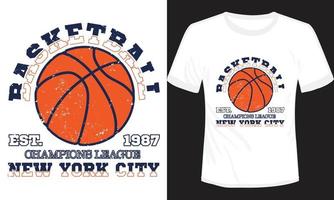 conception de t-shirt de la ligue des champions de basket-ball à new york city vecteur