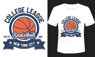 conception de t-shirt de basket-ball universitaire new york city vecteur