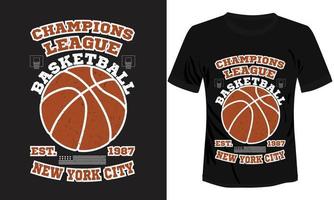 conception de t-shirt de la ligue des champions de basket-ball à new york city vecteur