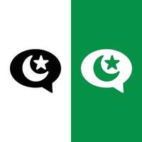 logo d'icône vectorielle de chat islamique ramadan dans le style glyphe vecteur