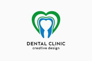 création de logo de clinique dentaire avec concept créatif, icône dentaire combinée à l'icône du cœur vecteur