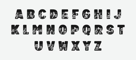 lettres ornées musicales.décoration ensemble d'illustrations vectorielles de lettres alphabet élégantes. vecteur