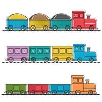 train en bois avec chariots, illustration vectorielle de couleur dans un style plat vecteur