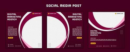conception moderne de modèle de publication de médias sociaux, pour le marketing numérique en ligne ou le modèle de marketing d'affiches vecteur