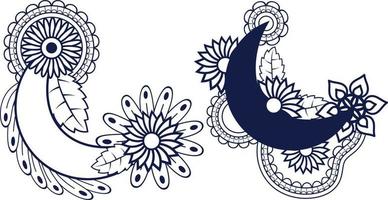 fond de motif de lune florale arabe, coloriage de lune vecteur