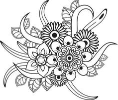 page de coloriage de motif de fleur de dessin à la main, vecteur