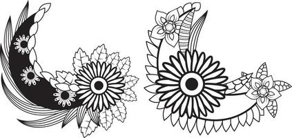 fond de motif de lune florale arabe, coloriage de lune vecteur