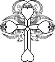 croix de jésus en design floral, croix chrétienne catholique vecteur
