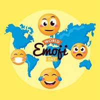 carte postale de lettrage de la journée mondiale des emoji vecteur