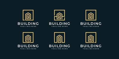 ensemble d'illustration de collection de vecteur de conception de logo de bâtiment immobilier.