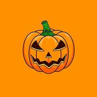 citrouille de contour de dessin animé halloween isolé sur fond orange. le symbole principal des joyeuses fêtes d'halloween. citrouille fantasmagorique orange avec un sourire effrayant vacances halloween. vecteur
