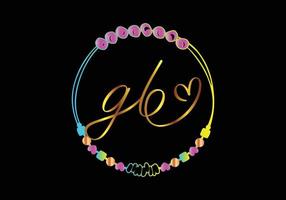 conception de bracelet de monogrammes gb, bijoux, modèle de vecteur de mariage