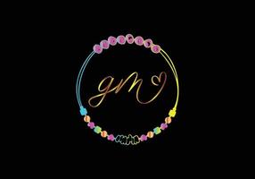 conception de bracelet monogrammes gm, bijoux, modèle de vecteur de mariage