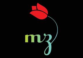 monogrammes mz logo rose, modèle de vecteur de beauté spa cosmétiques de luxe