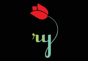 monogrammes ry logo rose, modèle de vecteur de beauté spa cosmétiques de luxe