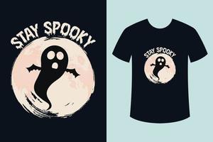 restez effrayant conception de t-shirt halloween avec fantôme vecteur