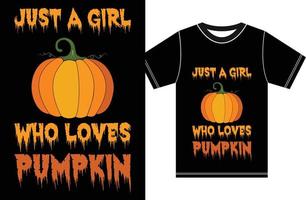 juste une fille qui aime la citrouille. conception de citrouille d'halloween. tee-shirt d'halloween. vecteur