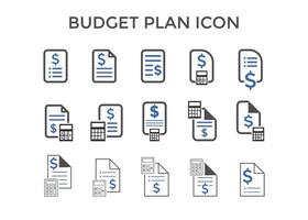 ensemble d'icônes de plan budgétaire illustration vectorielle. symbole de plan budgétaire pour le référencement, le site Web et les applications mobiles vecteur