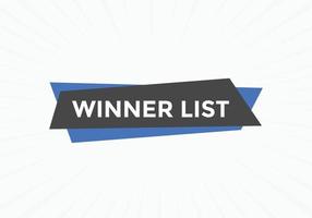 bouton de texte de la liste des gagnants. meilleure bulle de service. bannière web colorée de la liste des gagnants. illustration vectorielle vecteur