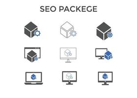 illustration vectorielle d'icône de package seo. concept pour le référencement et site web vecteur