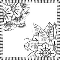 fond floral avec fleur de mehndi. ornement décoratif de style oriental ethnique, ornement de griffonnage, dessin à la main de contour. page de livre de coloriage. vecteur