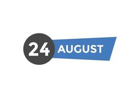 rappel du calendrier du 24 août. Modèle d'icône de calendrier quotidien du 24 août. modèle de conception d'icône calendrier 24 août. illustration vectorielle vecteur