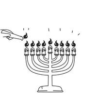 vecteur d'illustration de hanukkah heureux doodle dessiné à la main isolé