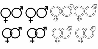 ensemble de signes masculins et féminins isolé sur fond blanc. symbole d'icône homme et femme vecteur