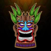 logo de mascotte esport masque tiki vecteur