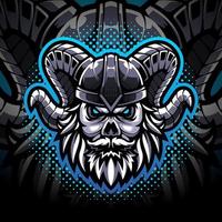 logo mascotte esport crâne viking vecteur