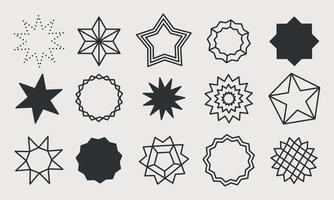jeu d'icônes de ligne d'étoiles décoratives. éléments de conception de contour. collection d'étoiles brillantes et lumineuses. illustration vectorielle vecteur
