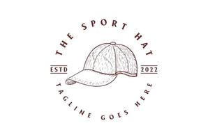 chapeau de golf de sport dessiné à la main rétro vintage vecteur de conception de logo de mode