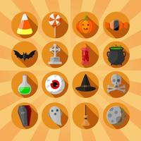illustration vectorielle d'icônes plates de cercle d'halloween sur fond orange vecteur