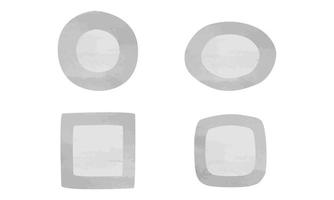 ensemble de différentes formes d'illustration vectorielle de style aquarelle assiettes alimentaires isolées sur fond blanc. assiettes minimalistes plat clipart vue de dessus. dessin animé dessiné à la main de simples assiettes rondes et carrées vides vecteur