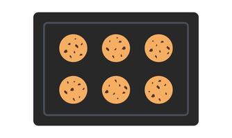 cookie tray clipart illustration vectorielle. plaque de cuisson simple pleine de conception de vecteur de style plat cookies. icône de signe de plateau de cookies. clipart de dessin animé de plateau à biscuits noir. symbole de concept de cuisine et de cuisine