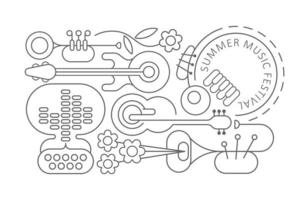 dessin au trait festival de musique d'été vecteur