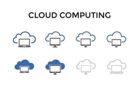 ensemble d'illustration vectorielle d'icône de cloud computing. symbole de cloud computing pour le référencement, le site Web et les applications mobiles vecteur