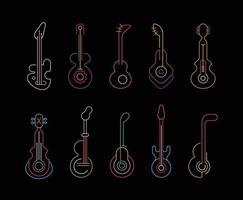 illustration vectorielle de guitares au néon vecteur