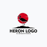 ensemble de style de silhouette de logo de héron moderne vecteur