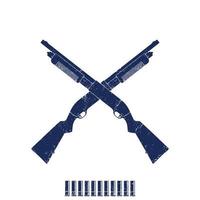 fusils de chasse croisés, fusils de chasse, cartouches de fusil de chasse sur blanc, illustration vectorielle vecteur