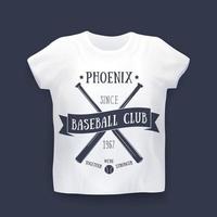 impression du club de baseball phoenix sur la maquette de t-shirt vecteur