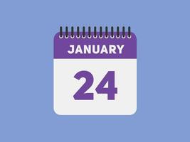 rappel du calendrier du 24 janvier. Modèle d'icône de calendrier quotidien du 24 janvier. modèle de conception d'icône calendrier 24 janvier. illustration vectorielle vecteur