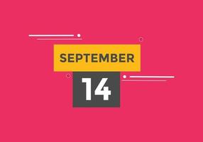 rappel du calendrier du 14 septembre. Modèle d'icône de calendrier quotidien du 14 septembre. modèle de conception d'icône calendrier 14 septembre. illustration vectorielle vecteur